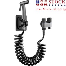 1-in-2 Toilet Bidet Sprayer with Angle Valve Hose Bathroom Hygienic Shower Kit