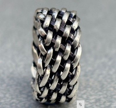 Oxide Celtic Braided Chain 925 Sterling Silver knot Statement Wide Band All Size