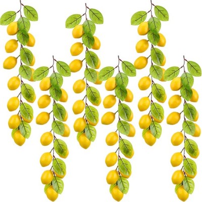 6 Pcs Artificial Lemon Garland 20 Inch Summer Lemon Fruit Vine with Green