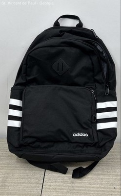 Adidas Classic 3S 4 Backpack Fits 16'' Laptop Jersey Black Bookbag Great Cond.