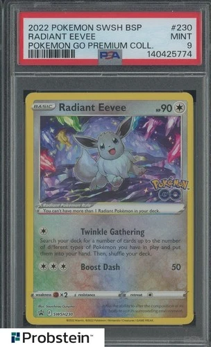2022 Pokemon SWSH BSP Pokemon Go Premium Collection #230 Radiant Eevee PSA 9