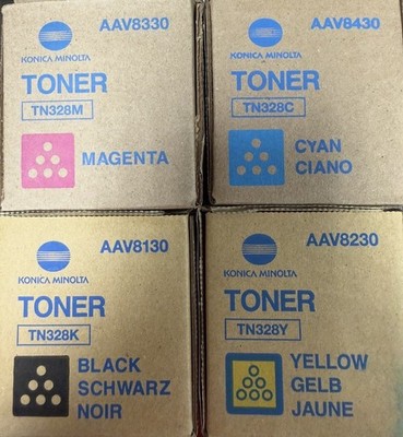 NEW Genuine Konica Minolta TN328 Toner Set All 4 (CMKY) Full Size OEM & Sealed