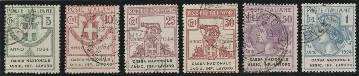 ITALIEN PF 17/22 ° Portofreiheit 1924 = ITALIA CASSE NAZIONALE ASSIC. INF LAVORO