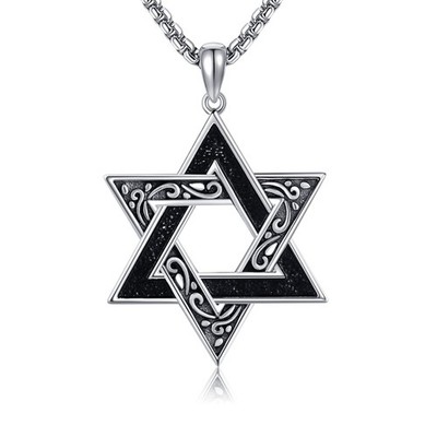 URONE Star of David Necklace 925 Sterling Silver Jewish Star of David Pendant...