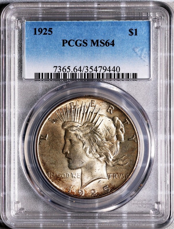 1925 $1 Silver Peace Dollar MS 64 PCGS # 35479440 + Bonus