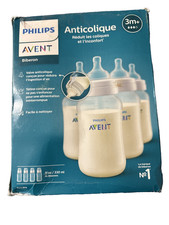 Philips Avent Anti-colic Baby Bottle 4 Pack 11oz 330ml 3m Clear BPA Free