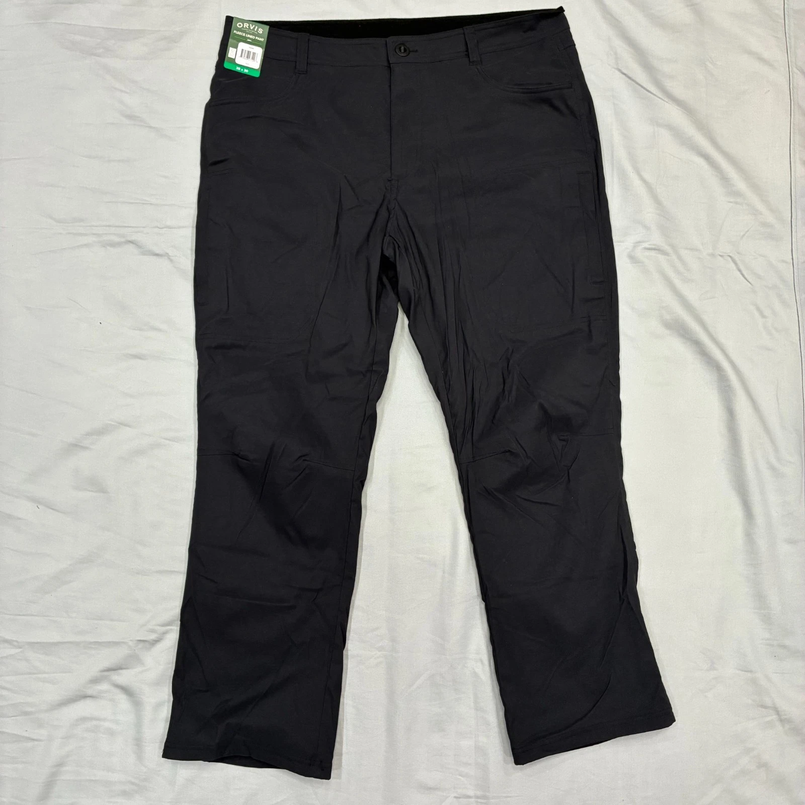 Orvis Fleece Lined Stretch Pants Mens 38x30 Black Outdoor Hiking NWT 1525909
