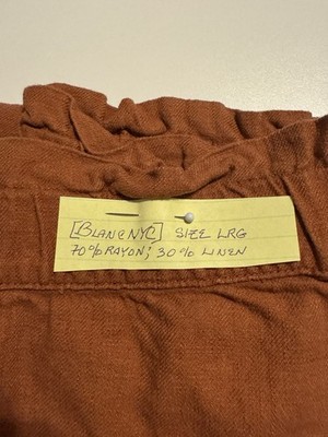 Women s Blank NYC rayon linen Blend Pants Size Large Rust Color
