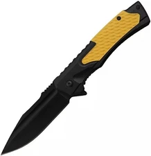 S-TEC Folding Knife Stainless Steel Blade Black/Yellow Aluminum Handle T271285BK