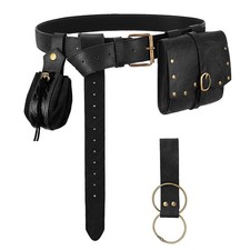 Renaissance Pirate Belt Pouch Set - 4PC Medieval Black