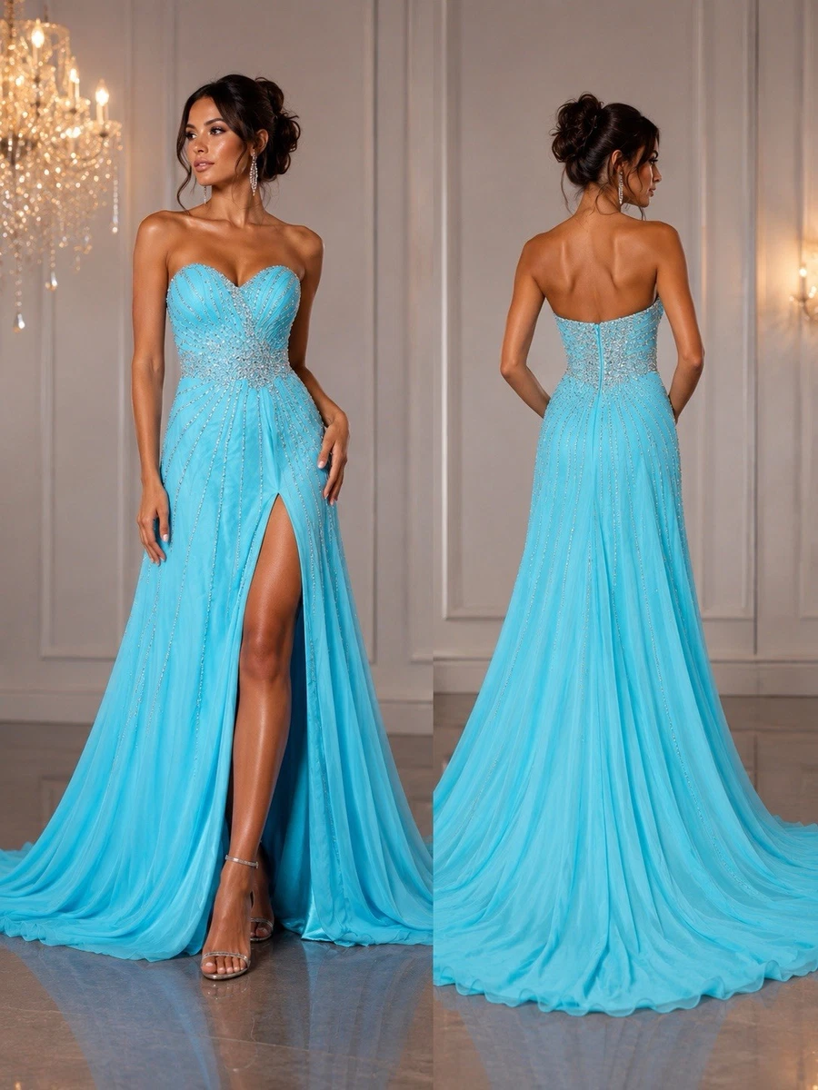 slim fit dress slacks La Femme Aqua Blue Long Sequin Prom Dress