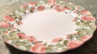 Nikko Precious Floral Ceramic Decorative Plate 10 5/8'' Round Pink Rose Japan