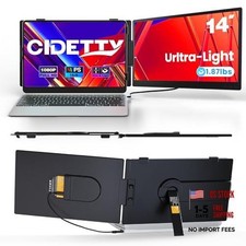 Laptop Screen Extender 0.27" Ultra-Thin, 14" Dual Portable Phantom Black