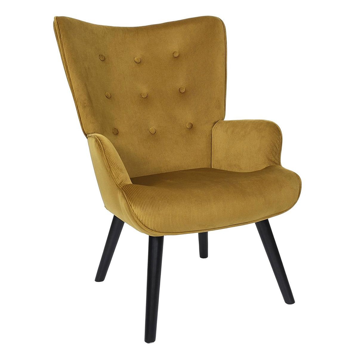 Fauteuil velours côtelé Giulia jaune de 96cm haute densité