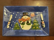 International Silver Company Snowman Platter with Two Spreaders