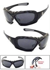 Choppers Motorcyle Riding Glasses Foam Padded Sunglasses - Shiny Black C49