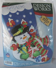 Design Works Snowman and Cardinals Kit Felt Stocking Finishes 18" Applique