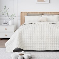 Luxury Velvet Quilt Set King Size, Comforter Set with Pillow Shams, Soft Ligh...