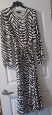  Banana Republic Zebra Print Midi  Dress,  SIZE 14 Fully Lined  VG Condition