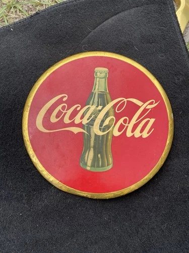 Vintage  1950s Coca-Cola 9" Celluloid Button Advertising Sign