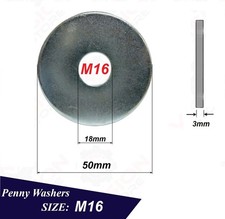 M16 WASHERS PENNY REPAIR MUDGUARD ZINC PLATED FLAT HEAVY DUTY METAL Pack of 10