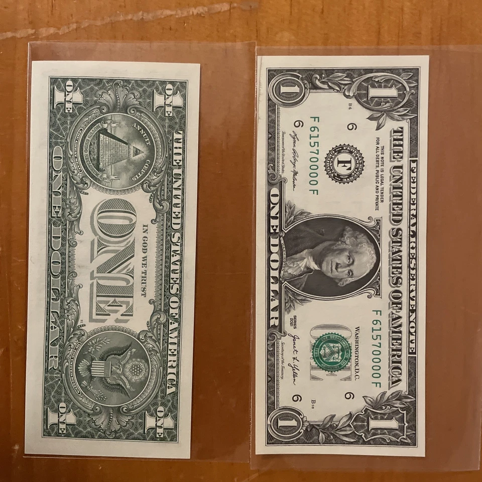 “Uncirculated $1 Pair – Ending 0000 & 9999 – Fancy Serial Numbers”  Consecutive - Image 3 of 4