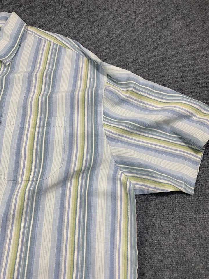Tommy Bahama Shirt Mens 2XL Striped Short Sleeve Button Up Beach Blue - Image 3 of 4