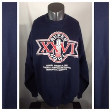 Vintage Super Bowl XXVI Sweatshirt Mens XL Blue Crewneck 1992 Made In USA 90s