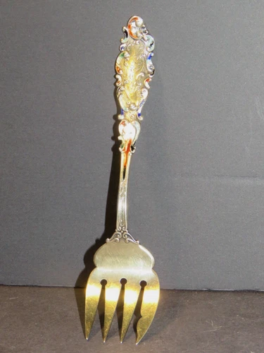 Gorham "Luxembourg" Pattern Sterling and Enamel Serving Fork