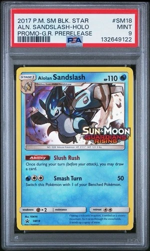 2017 BSP Guardians Rising Pre Release # SM18 Alolan Sandslash Holo PSA 9 Card