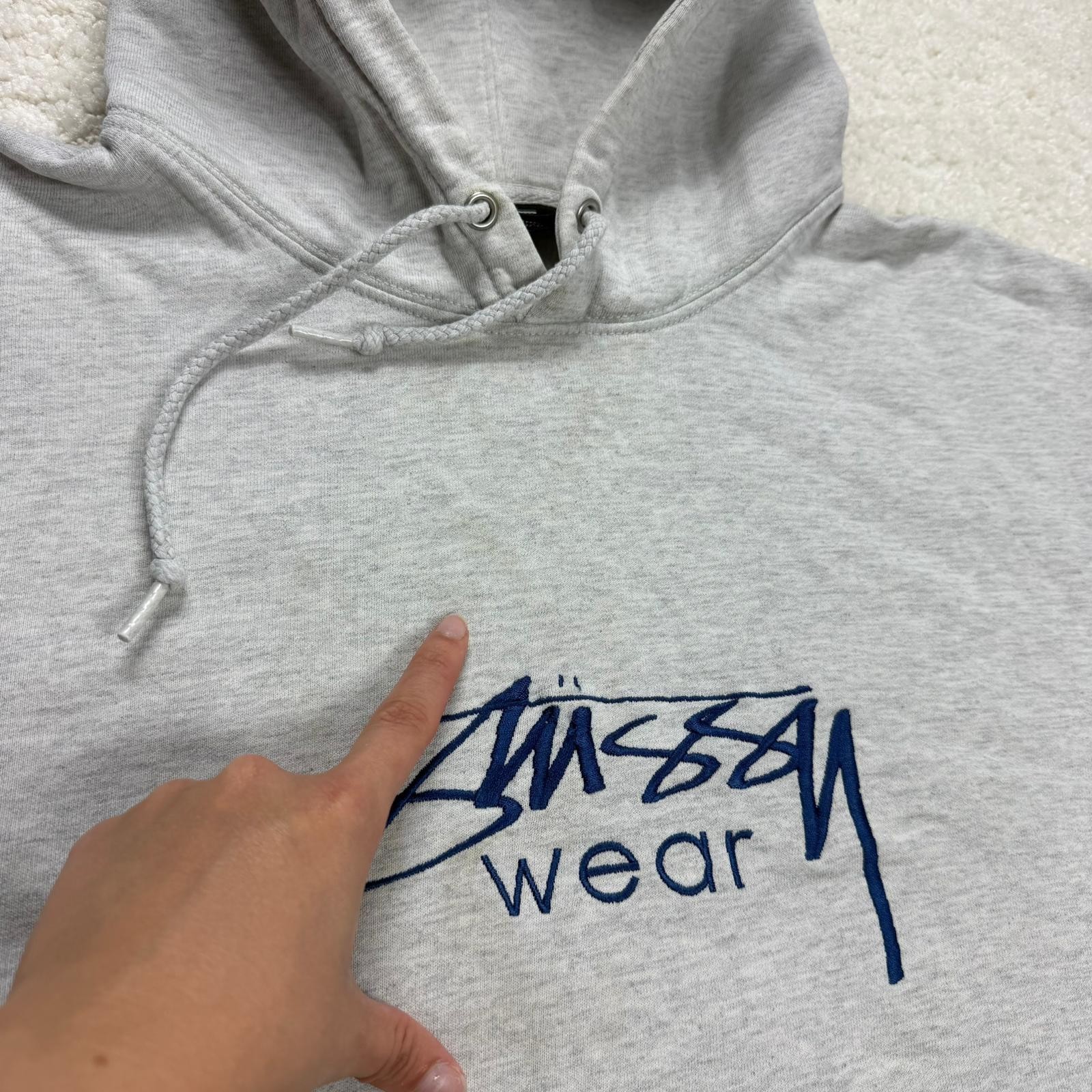 Vintage Stussy Wear 1990's Grey Heavyweight Oversized Size Large Pullover Hoodie image 7