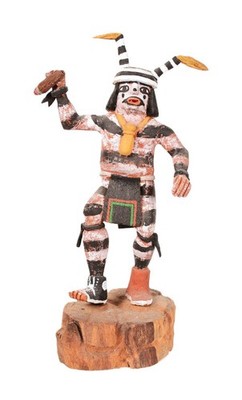 Hopi Kachina ''HANO'' Clown By Eddison Torivio Polacca   Late 20th/Early 21st Cent