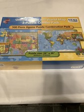 United States and World Map 2-Puzzle Combo Pack