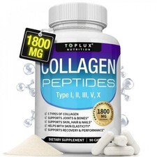 Toplux Nutrition 5-Type Collagen Peptides – Skin & Joint Support, 90 Capsules