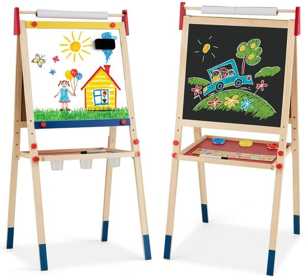 3 In 1 Kinder-Staffelei Doppelseitige Standtafel Kindertafel HöHenverstellbar-image