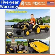 3 in 1 Ride on Tractor 24V Ride on Excavator with Remote Control EVA Tires LED