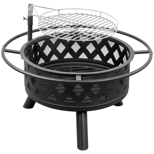 High Quality 30in Metal Fire Pit with Cooking Grates Outdoor Black US - Picture 3 of 21