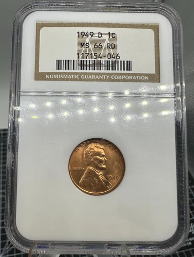 1949-D MS66 RD Lincoln Wheat Cent - NGC Slab