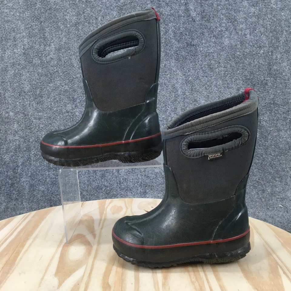 Botas Bogs Juveniles 8 Clásicas Sólidas Gris Lluvia Impermeables Pull On Mediados 71442-410 Foto 2 de 4