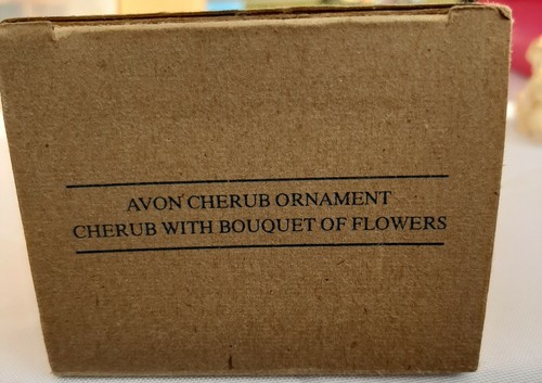 Cherub Ornament With Boquet Of Flowers Avon Gift Collection 1996 With Box Resin - Picture 5 of 6