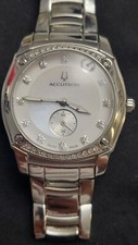 Accutron Pemberton Stainless Steel Real Diamond Ladies Watch 26R40