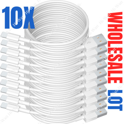 10PACK 3Ft 6Ft USB Charger Cable Cord Lot For iPhone 14 13 12 11 8 7 6 5 XR XS