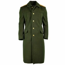 Military Green Wool Overcoat Olive Military Officer Field Great Coat - 38R-54R
