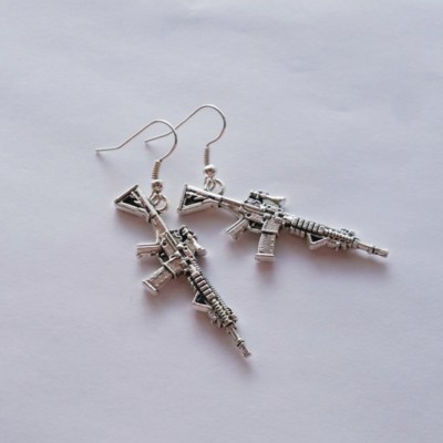 AR15 Rifle Dangle Earrings, M4 Carbine Dangle Earrings, Gun Earrings, AR Jewelry
