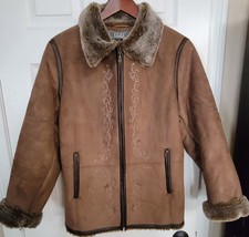 Izzi Outerwear Winter Brown Jacket Women Size M Suede Like