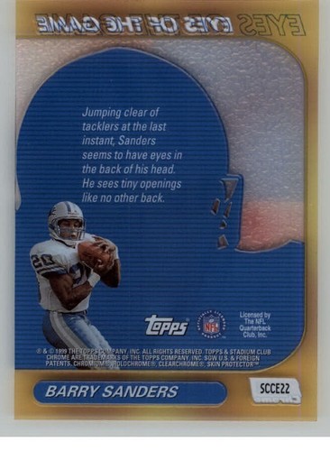 Stadium Club 1999 ojos cromados del juego #22 Barry Sanders - casi nuevo-como nuevo - Imagen 2 de 2