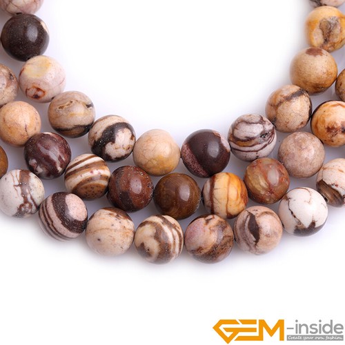 Brown Zebra Jasper Natural Gemstone Round Loose Beads for Jewelry Making 15" AU - Bild 7 von 29