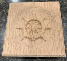 Ship Wheel Engraving Trim Wood Corner Trim Block Door Trim Block Window Trim