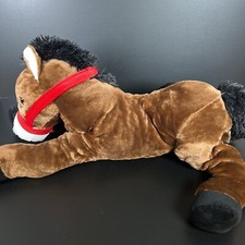 Dan Dee Brown Horse Pony Plush 24" Red Bridle Stuffed Animal Toy