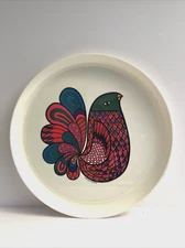 Vintage 1969 MCM Paisley Partridge Deka Plastics USA Serving Tray Platter L@@k!